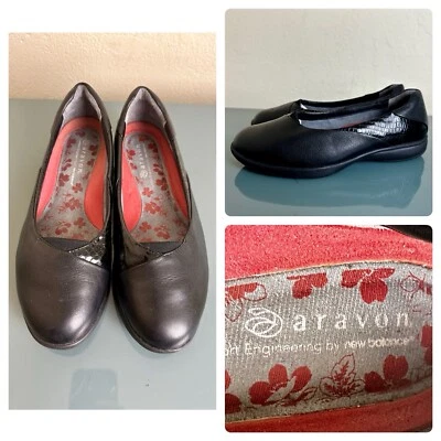 Aravon от New Balance W's Andrea AR балет плоский без шнуровки черный крокодила выбитый размер 7 - Изображение 1 из 4