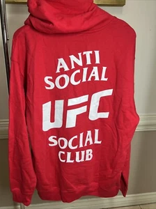 NEW Anti Social Social Club × UFC Edition Hoodie Red White Size Large L Hoody - Picture 1 of 6