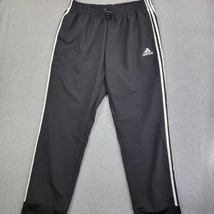 Adidas Track Pants Mens XL Black Three Stripes PrimeGreen Joggers Athleisure gym - Picture 1 of 12