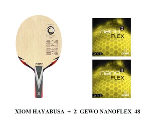 Pingponghouse Xiom Hayabusa + 2 Gewo Nanoflex 48 Table Tennis Racket - Imagen 1 de 3