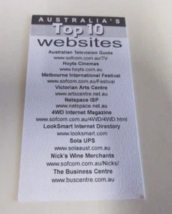 Sofcom Internet Publisher - Australia's Top 10 Websites - Business Card - 1997 - Picture 1 of 5