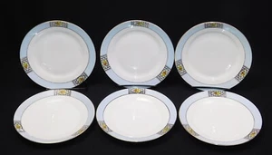 6 Antique Noritake Morimura Bread Plates HP Blue & Floral Border Art Deco 6.5" - Picture 1 of 6
