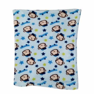 2014 Cutie Pie Monkey Skateboard Stars Blue Security Lovey Blanket 35" X 35" - Image 1 of 4