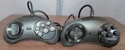 Sega Genesis 6 Button Controller Black Generic Set Of 2 - Image 1 of 2
