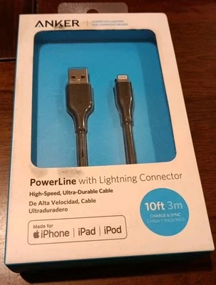 Anker PowerLine 10ft Charging Cable for iPhone/iPad/iPod - Black - Image 1 of 4
