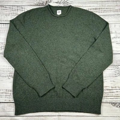GAP Sweater Roll Neck Mens Sz Large Green Merino Wool Blend Knit Pullover Jumper - Image 1 of 4