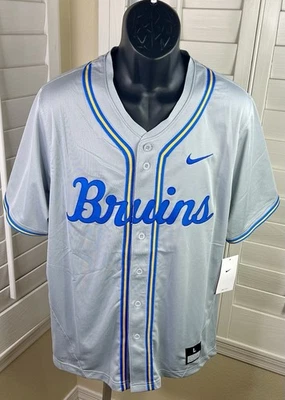 Nike NCAA UCLA Bruins Wolf Grey Full Button Baseball Jersey - Men’s L - NWT $100 - Image 1 of 4