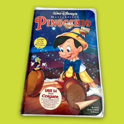 Pinocchio VHS Tape SEALED Walt Disney Movie New Clam Shell Masterpiece 90s Foto 1 de 4