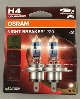 Osram Night Breaker 220 9003 HB2 H4 60/55W Dos Bombillas Faro Doble Haz Reemplazar Foto 1 de 4