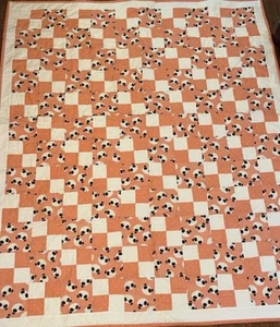 New Handmade Baby Crib Quilt Panda Bears Orange 48x41 Inch - Picture 1 of 14