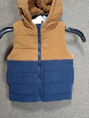 Tommy Bahama Caqui Marrón Azul Marino Pana Chaleco con Capucha Niños Talla 4T Foto 1 de 4