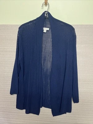 Coldwater Creek Open Front Cardigan Sweater Size S / 8 Blue Sheer / Ribbed Knit  - Image 1 of 4