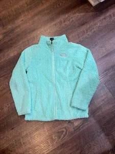 The North Face Youth Girls Large Green Full Zip Soft Fuzzy Fleece Jacket - Picture 1 of 8