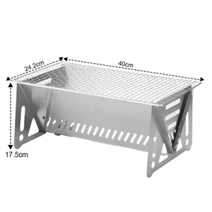 Robust Folding BBQ Grill in Stainless Steel for Outdoor Cooking 40x24 2x17 5CM - Picture 1 of 5