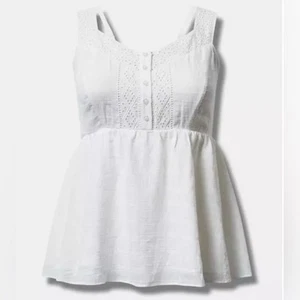 NWT Torrid White Babydoll Eyelet Window Pane Cami Top - Picture 1 of 10