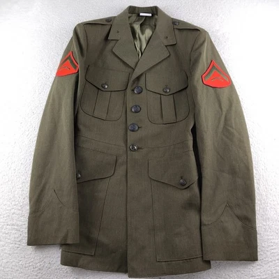 De Colección EE. UU. Azul Marino Verde Lana Uniforme Chaqueta Vestido Militar Blazer Abrigo Talla 38R Foto 1 de 4