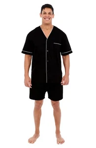 Alexander Del Rossa Mens Short Sleeve Black Pajamas, Button-Down Pj Set 3X - Picture 1 of 3
