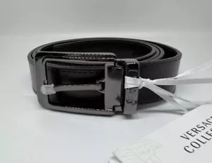 Colección Versace, Cinturón Hombre Auténtico, Vera Pelle, Cuero Genuino Marrón Oscuro - Imagen 1 de 10