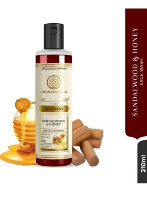 1  X 210ml KHADI NATURAL KHADI SANDALWOOD &  HONEY  FACE WASH SUPPLE & YOUTHFUL. - Image 1 of 4