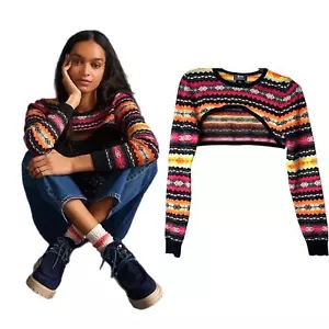 ANTHROPOLOGIE | Maeve Abstract Sweater Shrug small fair island - Picture 1 of 11