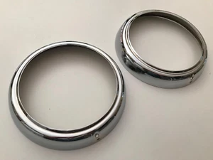 Lamp Ring Headlight 2 Pieces = Set Chrome For Mercedes W110 Fintail NEW - Picture 1 of 5