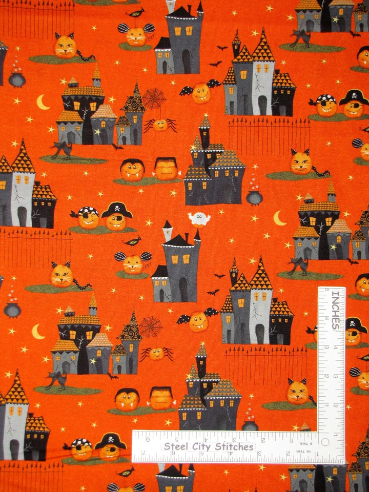 Halloween Cheekyville Haunted House Spider Cotton Fabric Studio E by The Yard
