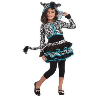 Drama Queens Zebra Print Hoodie size S 4/6 Girls Costume Dress Outfit Rubie's - Image 1 of 2