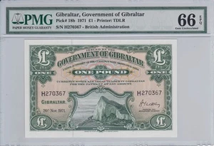 Gibilterra 1971 £1 P-18b PMG gemma Unc 66 EPQ - Foto 1 di 2