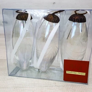 Vintage Woodbridge Designs Kugel Style 3 Iridescent Etched Glass Ornaments NEW - Picture 1 of 7