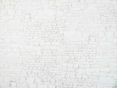 MELODY JANE Puppenhaus geprägte weiß getünchte Steinmauer außen DIY Kartenblatt Maßstab 1:12