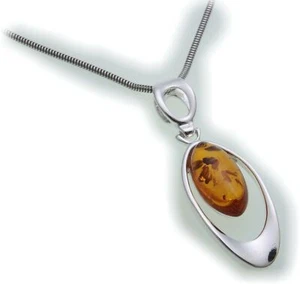 Colgante ámbar auténtico en plata de ley 925 unisex - Imagen 1 de 1