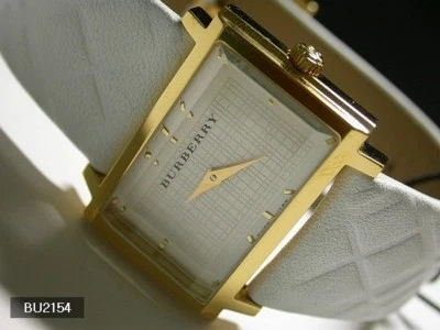 Burberry Women's Signature Watch White Nova Check Gold Tone Rectangle BU2154  - Image 1 of 4