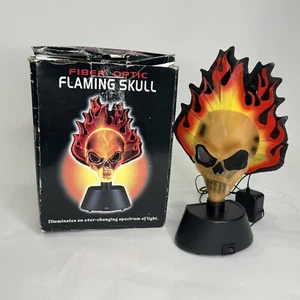 Vtg Fiber Optic Flaming Skull Light Spencer Gift Lamp In Original Box Rare HTF - Picture 1 of 6