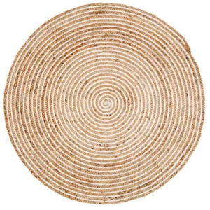 Jute - Plumeria Hand Braided Round Floor Jute Floor Rug - Picture 1 of 4
