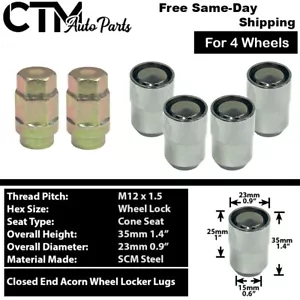4x Chrome 12x1.5 Anti-Theft Wheel Lock Lug Nut Set+Key Oldsmobile Saturn Mercury - Picture 1 of 4