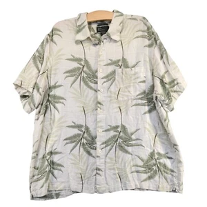Marc Edwards Men's Linen Button-Up Shirt XXL Short Sleeve Multi Leaf Print - Picture 1 of 12