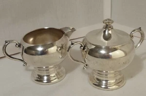 SHERIDAN SILVERPLATE SUGAR w/ LID & CREAMER SET - Picture 1 of 6