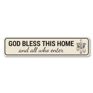 God Bless This Home Sign, Religious Sign, Christian Inspirational Metal Sign - Picture 1 of 4