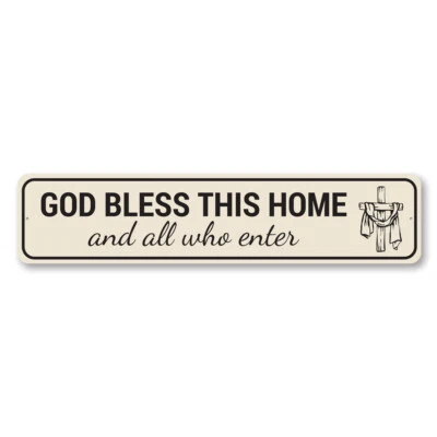 THE LIZTON SIGN SHOP God Bless This Home Sign, Religious Sign, Christian Inspirational Metal Sign