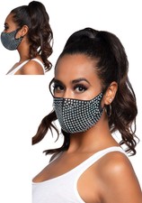 Mundschutzmaske Gesichtsschutz Maske Damen schwarz mit Strass wiederverwendbar