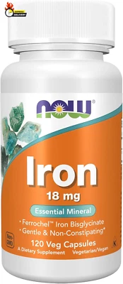 Suplementos, Hierro 18 Mg, No Constipante*, Mineral Esencial, 120 Cápsulas Vegetales Foto 1 de 4
