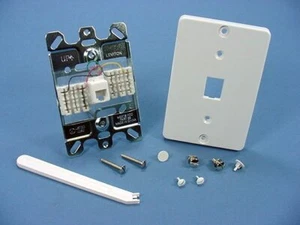 Leviton 40253-W Biały QUICKCONNECT Uchwyt ścienny Modułowy gniazdo telefonu Płyta wylotowa - Zdjęcie 1 z 5