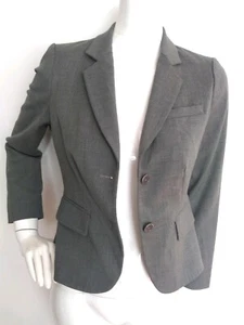 Designer LK BENNETT jacket size 8 grey lined wool blend pockets office work - Picture 1 of 9