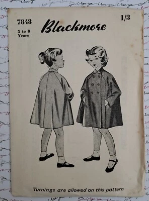 50s Blackmore Paper Sewing Dress Pattern Coat  Girls  5 - 6 Years - Image 1 of 2