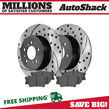 Rear Drilled Slotted Brake Rotors Black & Pads for Toyota Camry Lexus ES350 2.4L