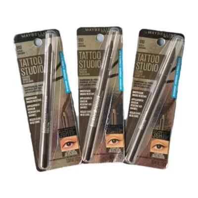 3 Maybelline Tattoo Studio Waterproof Liner Gel Pencil 910 BOLD BROWN SEALED - Image 1 of 3