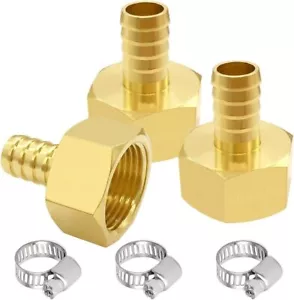 3PCS Brass Hose Barb Fittings 3/4" NPT Female to 3/8" Barb Adapter Connector ... - Picture 1 of 3