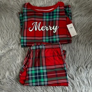 Joyspun Plaid Pajama Set Womens Size Small (4-6) Red Merry Pajamas Pjs Pockets - Picture 1 of 6