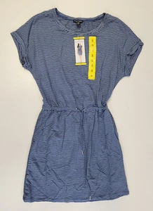 HILARY RADLEY Women's Denim Blue Combo Dress Size Small Short Sleeve Striped NWT - Picture 1 of 3