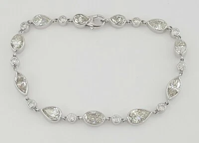 Brazalete Tenis Línea Oro Pera, Ovalado, Marquesa y Diamantes Redondos 7" 8.5 ct 18K Foto 1 de 4